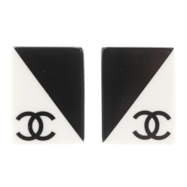 CHANEL シャネル ココマーク スクエア プラスチック 黒/白 イヤリング 5.0g レディース