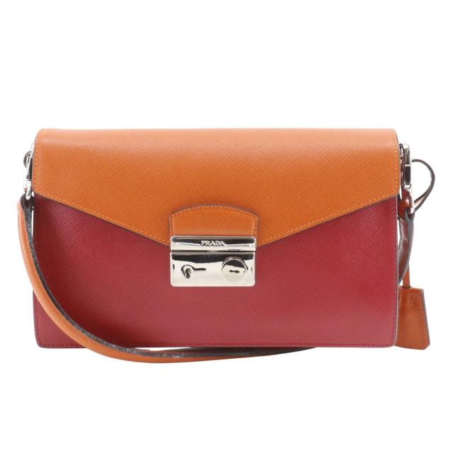 PRADA プラダ 2WAYクラッチ BN924K サフィアーノ 赤/オレンジ ショルダーバッグ レディース