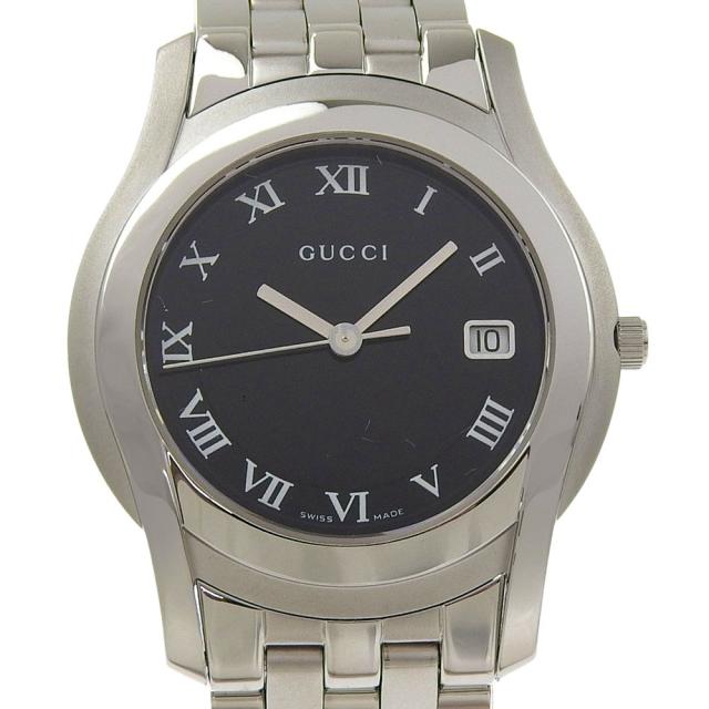 GUCCI グッチ Gクラス 5500M SS クオーツ アナログ表示 黒文字盤 腕時計 メンズ 【中古】