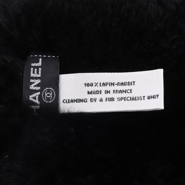 CHANEL シャネル ココマーク リストバンド ラビットファー 黒 ブレスレット 35g_4