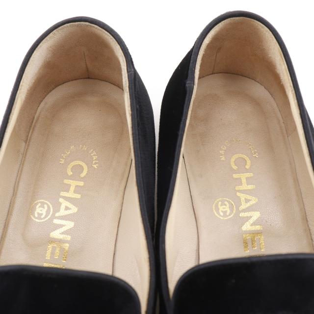 CHANEL シャネル ココマーク オペラシューズ ベルベット 黒 ローファー レディース_5
