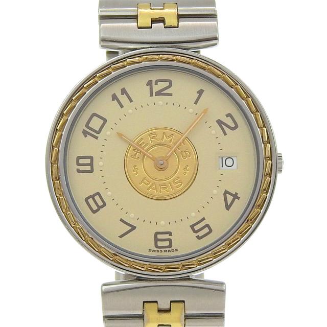 HERMES エルメス セリエ SS クオーツ アナログ表示 アイボリー文字盤 