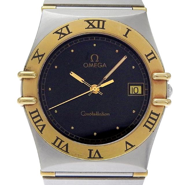 OMEGA オメガ コンステレーション SS シルバー クオーツ アナログ表示 黒文字盤 腕時計