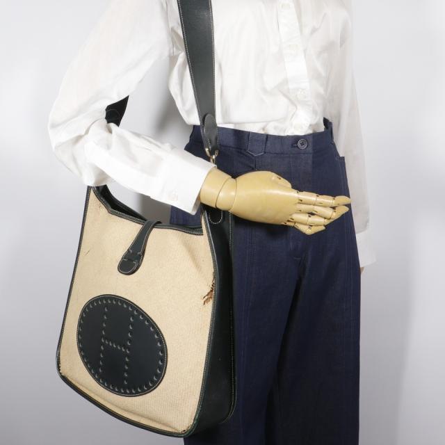 【HERMES】エルメス エヴリン1 GM エブリン ストロー ベージュ/緑 □H レディース ショルダーバッグ HERMES（エルメス） （新品・未使用品）エルメス エヴリン エブリン