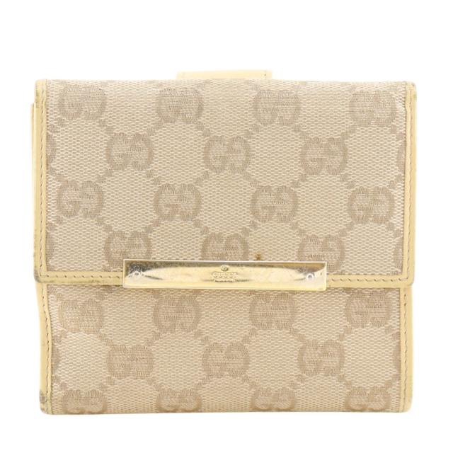 GUCCI グッチ 112664 GGキャンバス ベージュ 二つ折り財布 レディース 【中古】