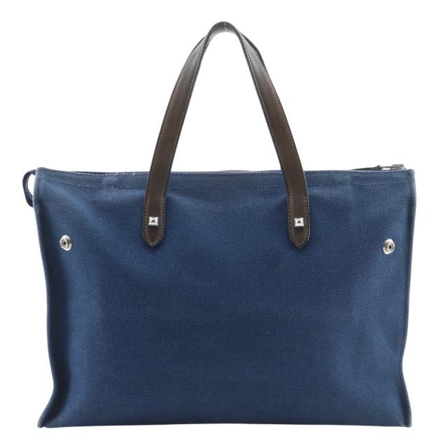 HERMES エルメス カバスミラPM メドール金具 キャンバス 紺 ハンドバッグ ユニセックス