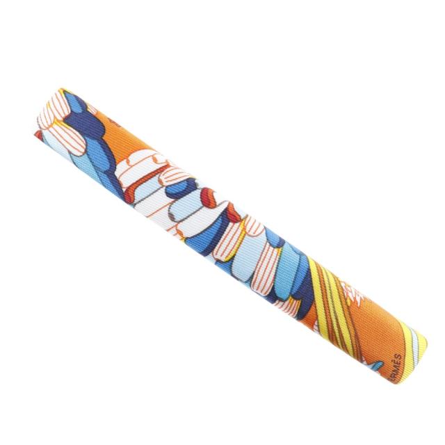 HERMES エルメス シルク オレンジ/マルチカラー バレッタ レディース 【中古】