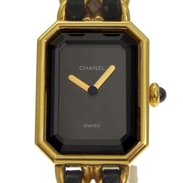 CHANEL シャネル プルミエールS H0001 金メッキ ブラック クオーツ アナログ表示