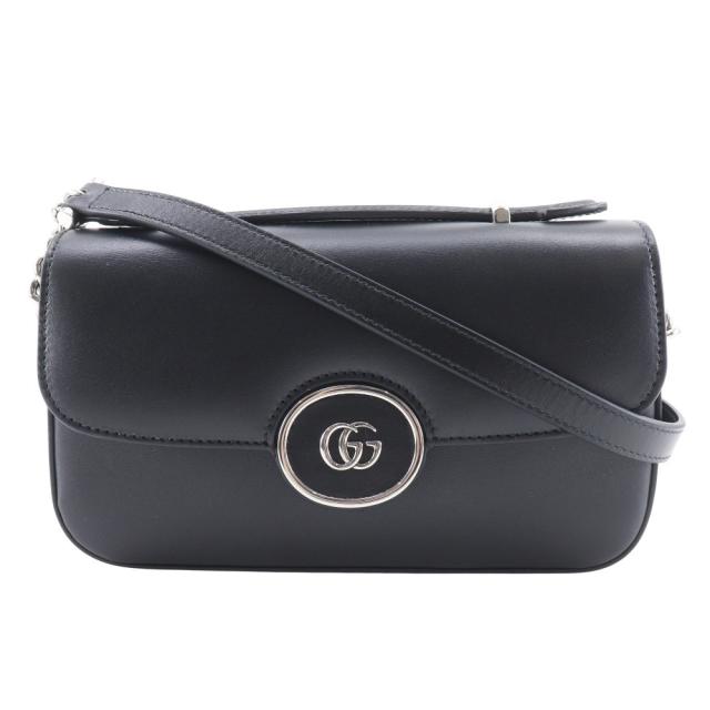 GUCCI グッチ プチGG ダブルＧ 2WAY 739722 レザー 黒 ショルダーバッグ レディース 【中古】