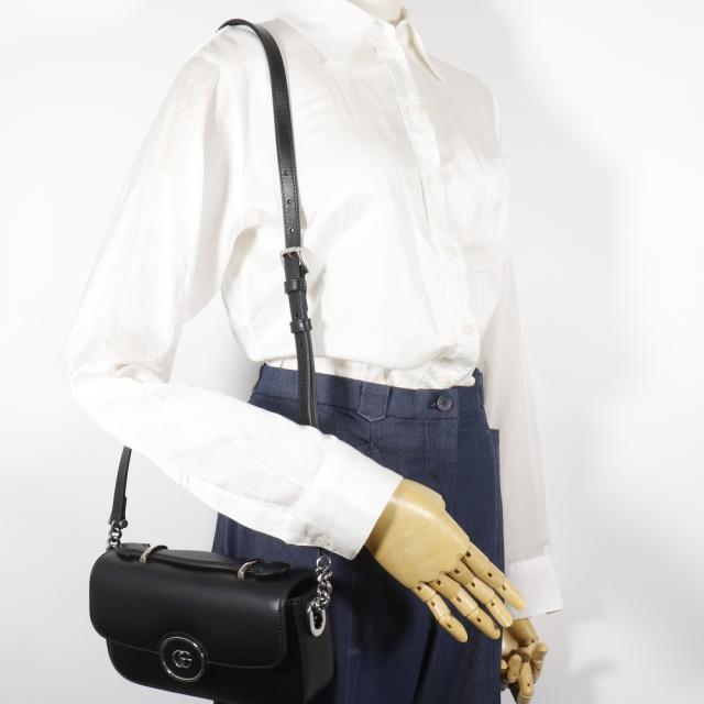 GUCCI グッチ プチGG ダブルＧ 2WAY 739722 レザー 黒 ショルダーバッグ レディース 【中古】_15