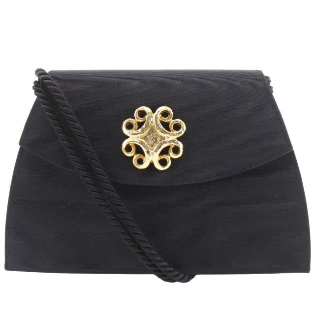 YVES SAINT LAURENT イヴ・サンローラン パーティーバッグ 2WAYクラッチ コットン 黒