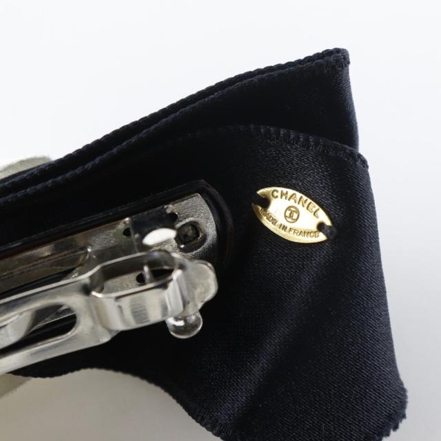 CHANEL シャネル カメリアリボン サテン 黒/白 バレッタ レディース 【中古】_7