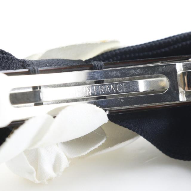 CHANEL シャネル カメリアリボン サテン 黒/白 バレッタ レディース 【中古】_8