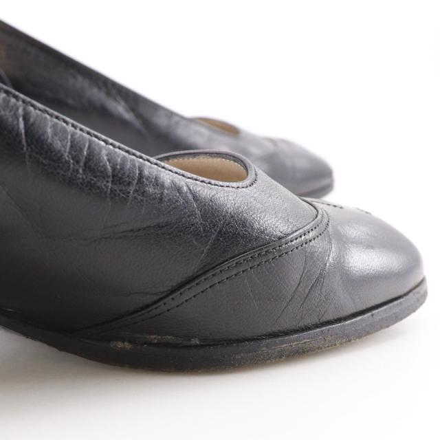CHANEL シャネル スクエアトゥ ココマーク なめし革 黒 パンプス レディース 【中古】