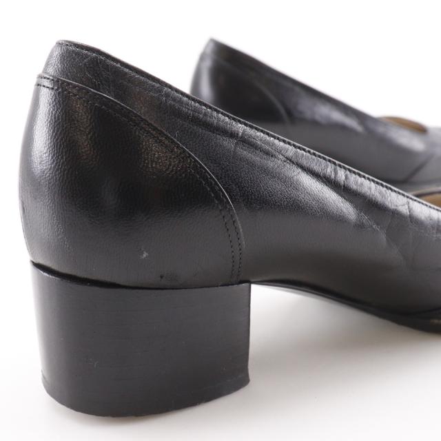 CHANEL シャネル スクエアトゥ ココマーク なめし革 黒 パンプス レディース 【中古】