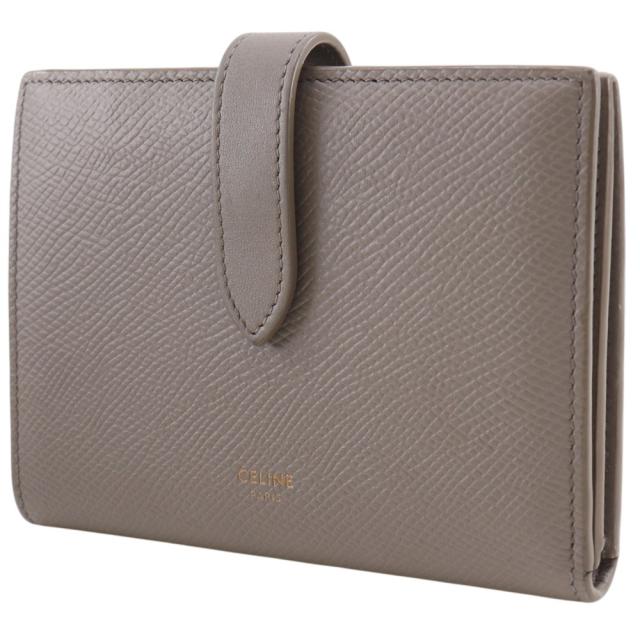 CELINE セリーヌ ミディアムストラップウォレット レザー グレージュ