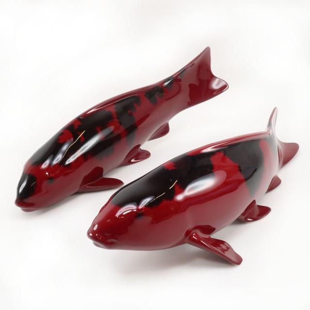NORITAKE ノリタケ オールドノリタケ 錦鯉 置物 一対 置物 オブジェ _ 【中古】