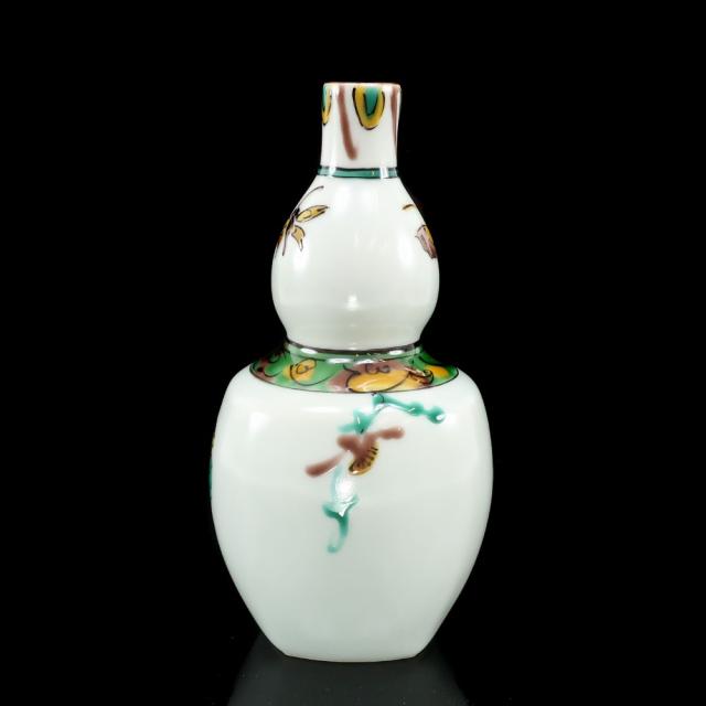 人間国宝 藤本能道 作 】 草白釉色絵童女図 徳利 陶磁器 酒器