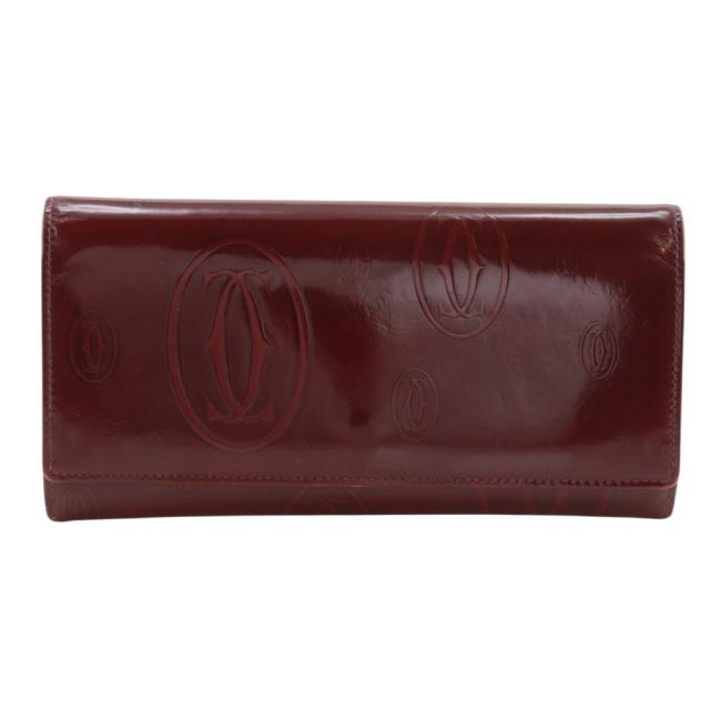 CARTIER カルティエ ハッピーバースデー CRL3000722 パテントレザー ボルドー 長財布