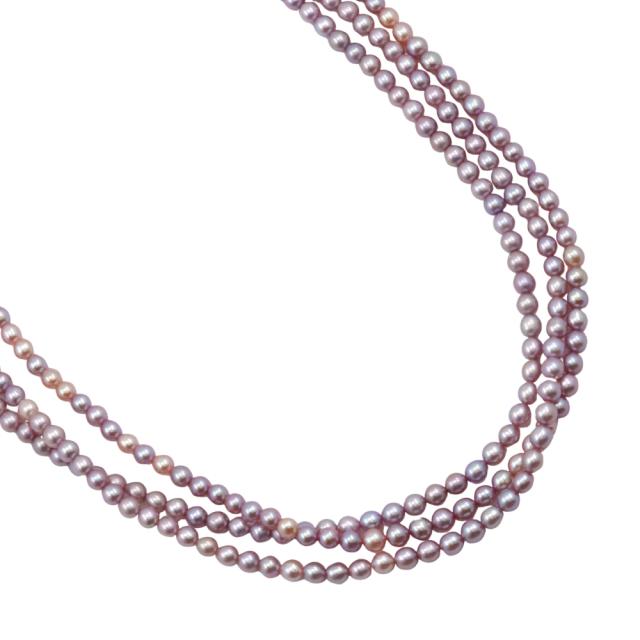 タサキ 3連 TASAKI ネックレス ベビーパール 真珠 ピンク g レディース