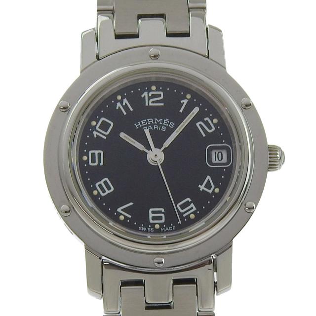 HERMES エルメス クリッパー CL4.210 SS クオーツ アナログ表示 黒文字 