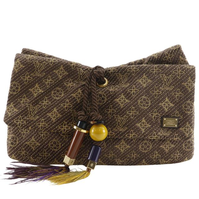 LOUIS VUITTON ルイ・ヴィトン アフリカン・第一人者 ジャかばい立て モノグラム 繻子 茶