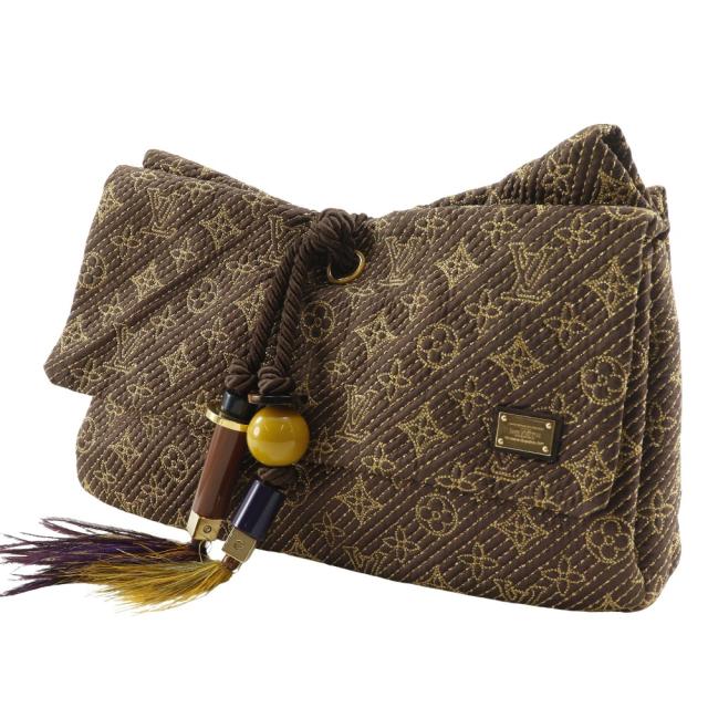 LOUIS VUITTON ルイ・ヴィトン アフリカン・第一人者 ジャかばい立て モノグラム 繻子 茶