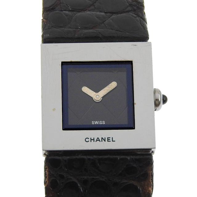 CHANEL シャネル マトラッセ SS ブラック クオーツ アナログ表示 黒文字盤 腕時計