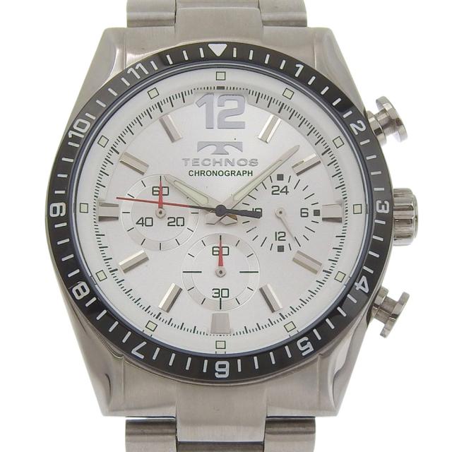 TECHNOS テクノス T-1019 SS クオーツ クロノグラフ ホワイト文字盤 