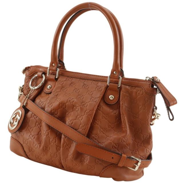 GUCCI グッチ スーキー ディアマンテGG 2WAYショルダー 247902 シマレザー 茶 トートバッグ_1
