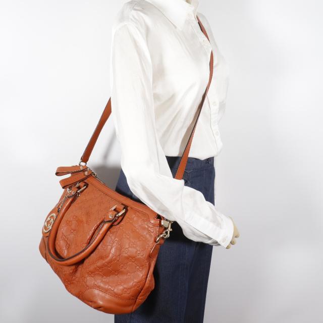 GUCCI グッチ スーキー ディアマンテGG 2WAYショルダー 247902 シマレザー 茶 トートバッグ_16