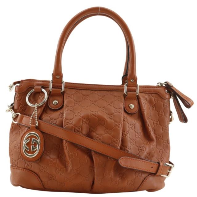 GUCCI グッチ スーキー ディアマンテGG 2WAYショルダー 247902 シマレザー 茶 トートバッグ