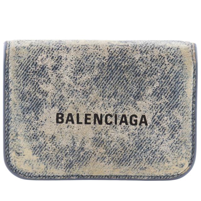BALENCIAGA バレンシアガ コンパクトウォレット 593813 レザー デニム 水色 三つ折り財布