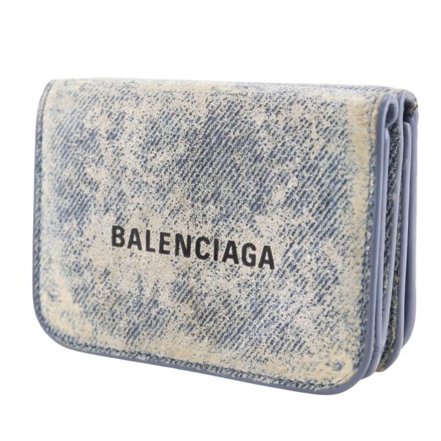 BALENCIAGA バレンシアガ コンパクトウォレット 593813 レザー デニム 水色 三つ折り財布_1
