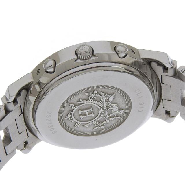HERMES エルメス クリッパー CL1.910 SS クオーツ クロノグラフ 黒文字盤 腕時計 メンズ_4