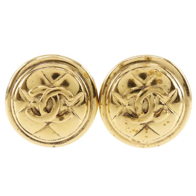 CHANEL シャネル ココマーク マトラッセ 金メッキ イヤリング 28g レディース 【中古】