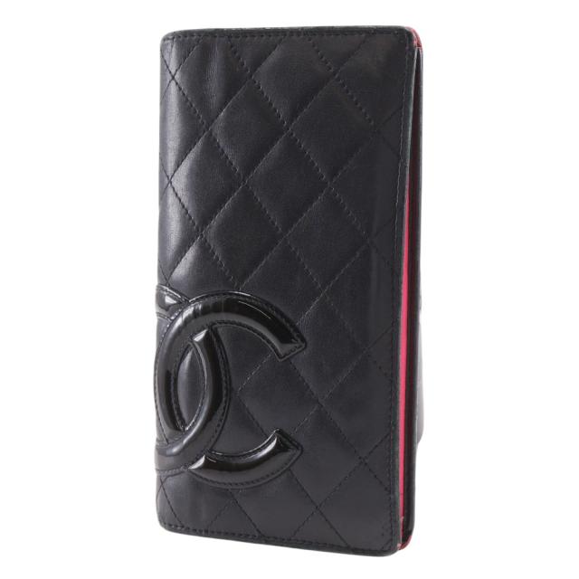 CHANEL シャネル カンボンライン 二つ折り A26717 カーフ 黒 長財布