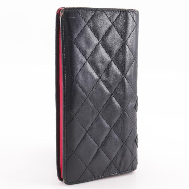 CHANEL シャネル カンボンライン 二つ折り A26717 カーフ 黒 長財布