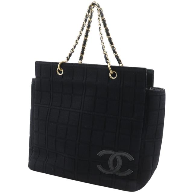 CHANEL シャネル チェーントート チョコバー チョコバー ジャージ 黒 トートバッグ_1