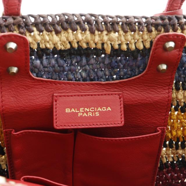BALENCIAGA バレンシアガ ザ・ペーパー かごバッグ 515859 ラフィア 赤/マルチカラー_10