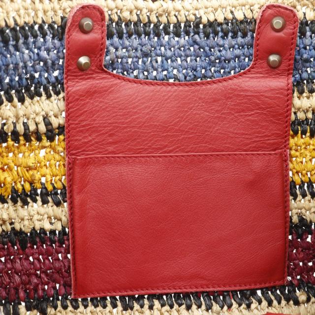 BALENCIAGA バレンシアガ ザ・ペーパー かごバッグ 515859 ラフィア 赤/マルチカラー_9