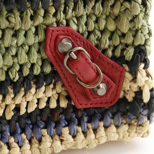 BALENCIAGA バレンシアガ ザ・ペーパー かごバッグ 515859 ラフィア 赤/マルチカラー_15