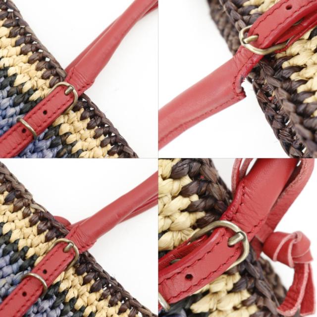 BALENCIAGA バレンシアガ ザ・ペーパー かごバッグ 515859 ラフィア 赤/マルチカラー_17
