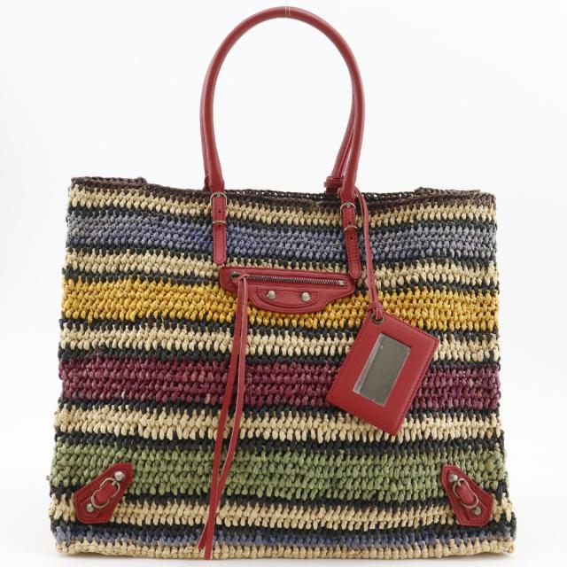 BALENCIAGA バレンシアガ ザ・ペーパー かごバッグ 515859 ラフィア 赤/マルチカラー_18