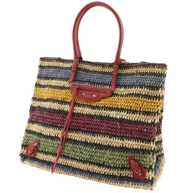 BALENCIAGA バレンシアガ ザ・ペーパー かごバッグ 515859 ラフィア 赤/マルチカラー_1