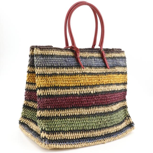 BALENCIAGA バレンシアガ ザ・ペーパー かごバッグ 515859 ラフィア 赤/マルチカラー_2