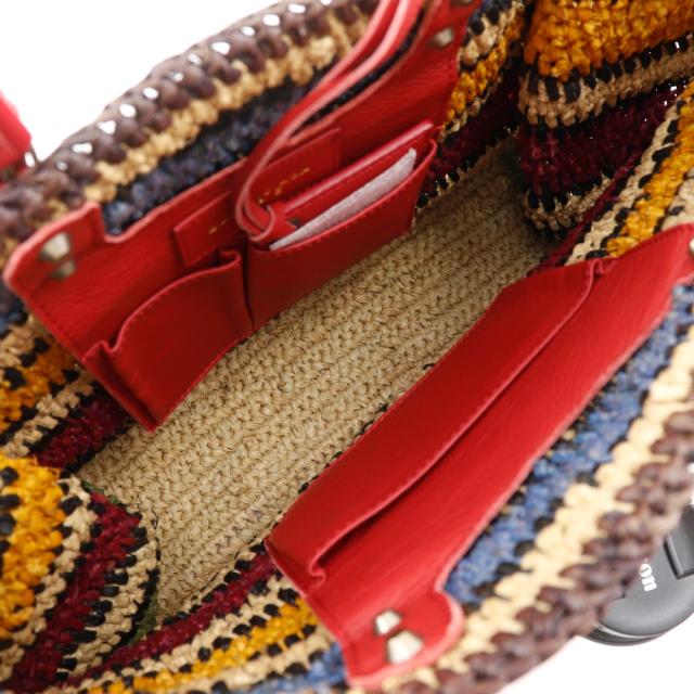 BALENCIAGA バレンシアガ ザ・ペーパー かごバッグ 515859 ラフィア 赤/マルチカラー_5