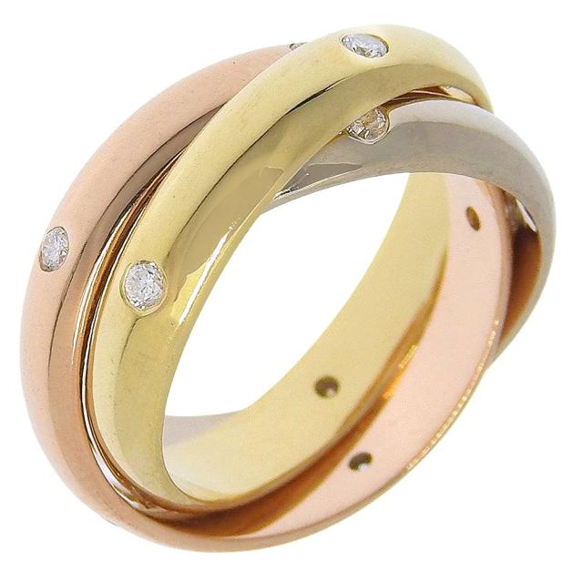 CARTIER カルティエ トリニティ 15Pダイヤ K18ゴールド（YG×PG×WG） 8号 リング・指輪 9.1g