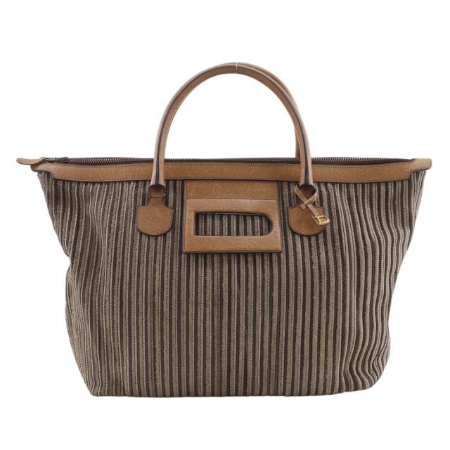 DELVAUX デルヴォー トワルド キュイール ストライプ レザー 茶 