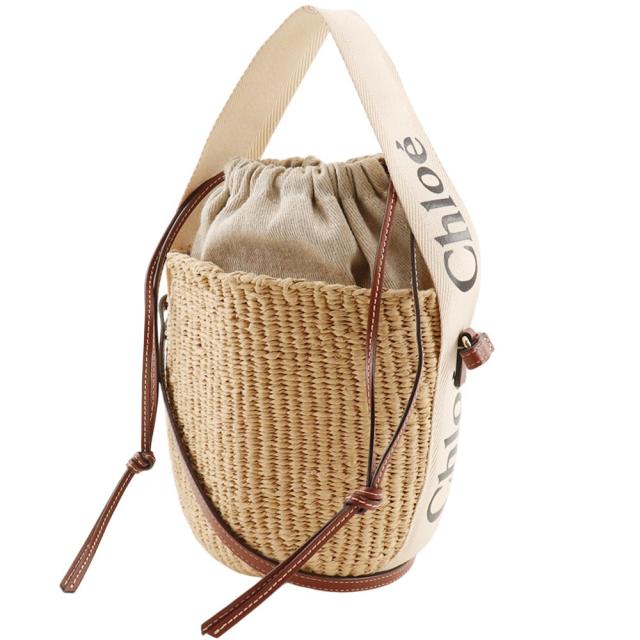 Chloe クロエ ウッディ スモールバケット かごバッグ カーフ ベージュ ショルダーバッグ
